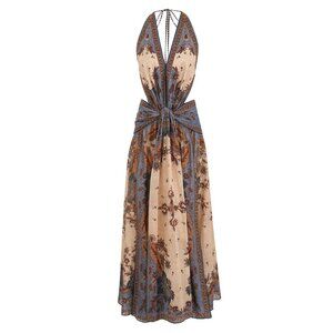 NWOT ！Zimmermann Ascension Plunge Halter Maxi in Blue